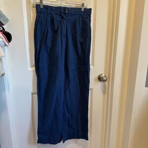 Abercrombie & Fitch Women's Navy Casual Pants Size Small Linen Blend